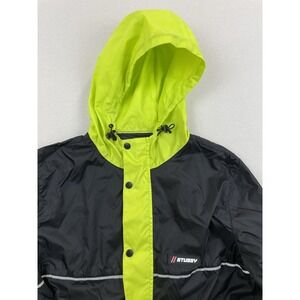 Stussy Men's Hooded Jacket Honeycomb Size Small Black Vented Nylon Skater